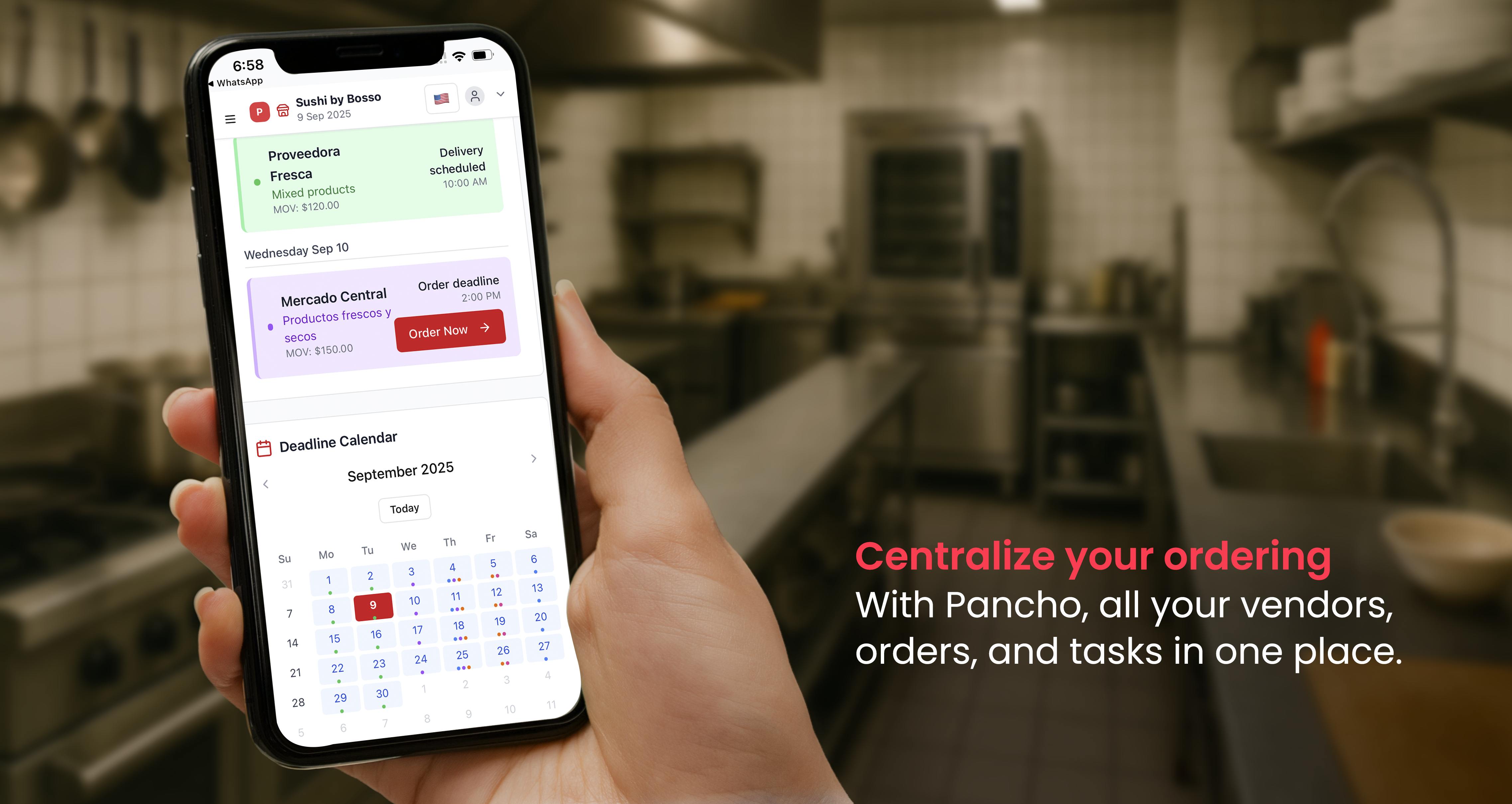 More Control - With Pancho, all your vendors and all your orders in one place.